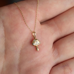 14K Solid Gold Mushroom Pendant, Mushroom Necklace, Mushroom Charm, Nature Lover Gift, Tiny Pendants, Umbrella Pendant, Handmade Jewelry