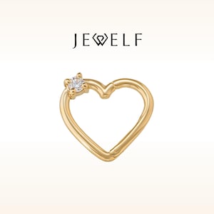 14K massief gouden hartvorm diamanten Daith-piercing | Tribal clicker | Diamant ringoorbel | Daith-ring | Tussenschot | Daith-sieraden