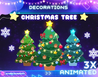 Animated Christmas Tree Stream Overlay: Lo-fi Vtuber Decoration (Digital Download)