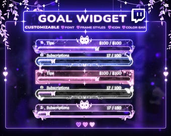 Night butterfly Goal Bar Widget | Customizable Goal Bars for Twitch Streamers |Twitch Widget | StreamElements Overlay for OBS, Subs, Tips