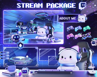 Cute Gaming Stream Overlay Package – Cat, Dog, Bunny, Fox (Digital Download)