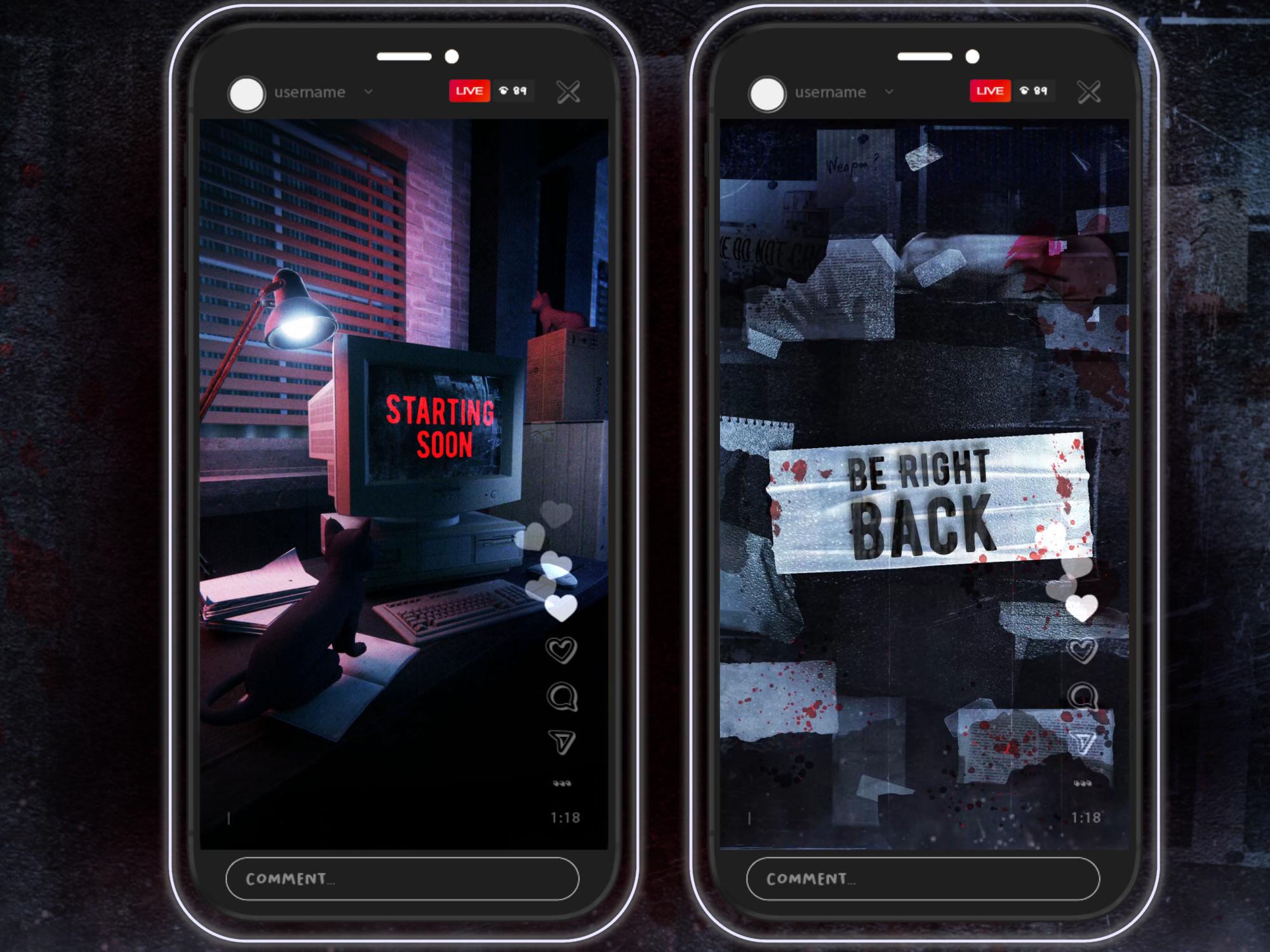 Horror Stream Layout Animated Horror Stream Overlay Package: Black Room, Halloween Tiktok ...