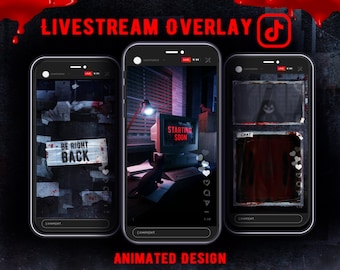 Animated Horror Stream Overlay Package: Black Room, Halloween (Digital Download)