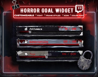 Horror Stream Twitch Goal Bar Widget | StreamElements Overlay for OBS, Subs, Tips