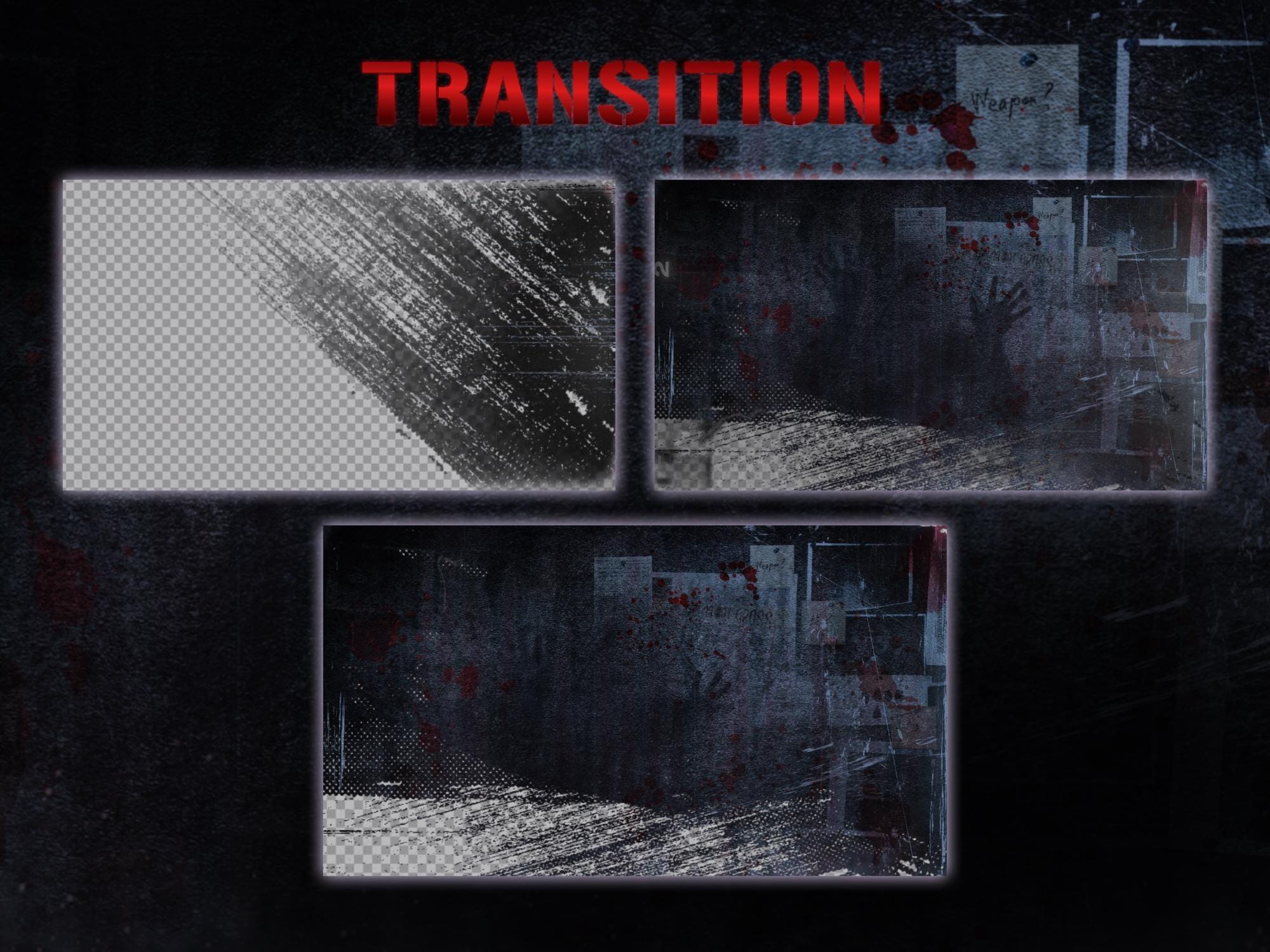 Horror Stream Overlay Package – Black & White Room, Halloween (digital ...