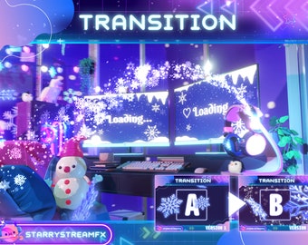 Christmas Purple Stream Transition: Animated Winter Snow (WEBM Digital Download)