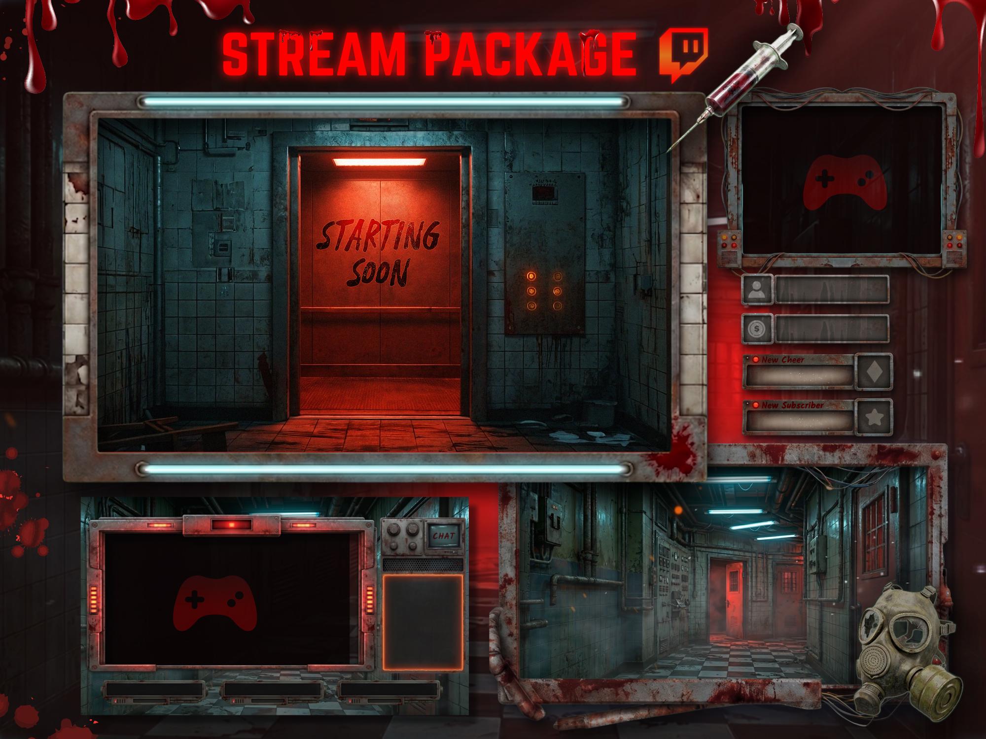 Dark Horror Stream Overlay Package – Black & Red Room, Halloween ...