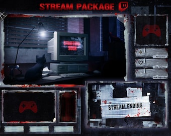 Horror Stream Overlay Package – Black & White Room, Halloween (Digital Download)