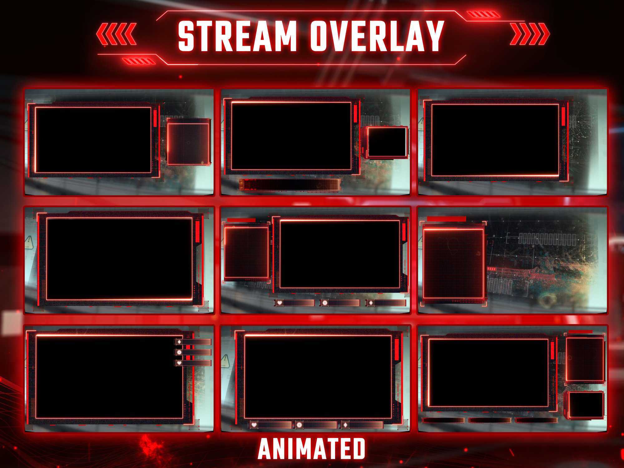 Sci-fi Red Neon Room Stream Overlay Package (digital Download) - Etsy