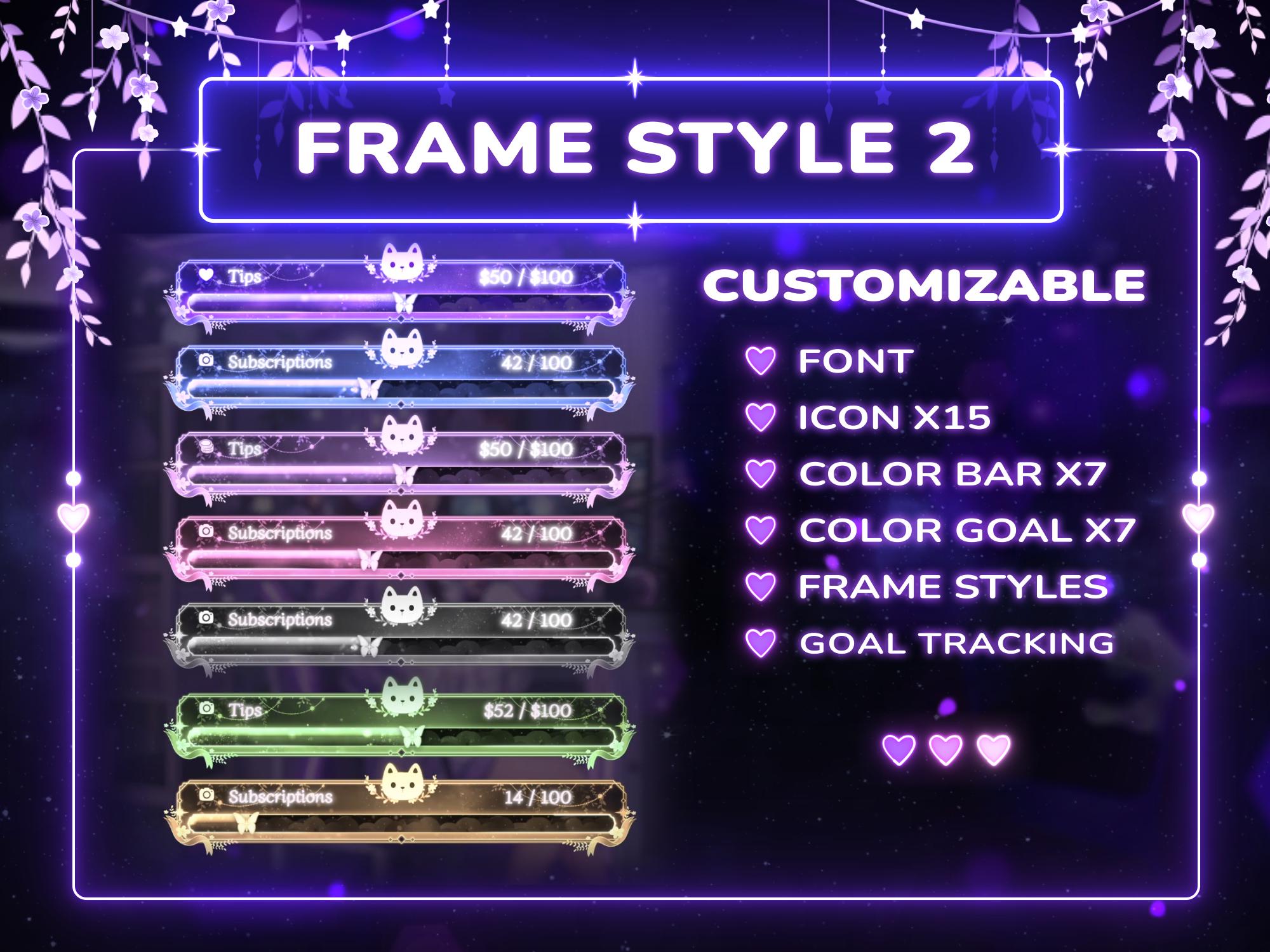 Night Butterfly Goal Bar Widget | Customizable Goal Bars for Twitch ...