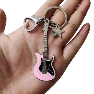 Electric Guitar Keychain, Retro Star Pendant, Bass Keyring, Zinc Alloy ...