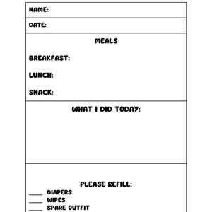 My Daily Report for Daycares, Teachers, etc.
