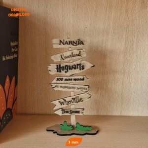 Segnali in legno in piedi, file laser in formato SVG, luoghi letterari ispirati alla letteratura, merchandising di libri, merchandising libresco File di taglio laser, Laser SVG