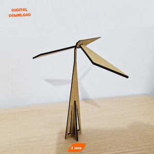 Wystrój domu Balance Bird Wycinany laserowo plik SVG-DXF, Low Poly Balancing Bird, 3 mm plik cyfrowy do lasera, pliki do cięcia laserowego, wzór wektorowy