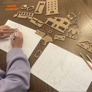 17 teilige Zeichnungsschablone - Linienübung für Kinder - Montessori Lernspielzeug - Digitale Laserdateien - Back toschool - Homeschool
