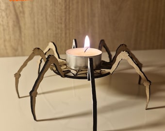 Fichier découpé au laser pour bougeoir araignée Halloween (téléchargement numérique SVG)