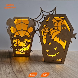 Särge Kerzenhalter Laser Cut Dateien Halloween Dxf, Laterne svg Laser, 3D Datei svg Halloween Craft Laser Cut Laterne Template