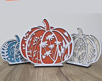Blumen Bauernhaus Kürbisse SVG Set: Laser Cut Dateien (Digitaler Download)