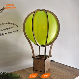 Heißluftballon, Laser Cut Laterne, Glowforge Ready, Geschenkbox. SVG-DXF-Dateien zum Laserschneiden. Vektordateien für Laserschnitt-Holz-Laser-Spielzeug