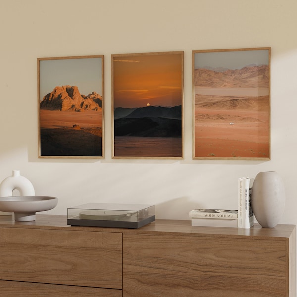 Set of 3 | Wadi Rum Travel Photography print | Digital downloadable Print | Travel/Landscape/Desert | #005| a5, a4, a3, a2