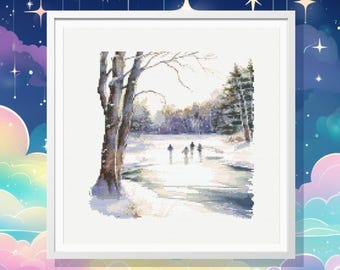 Frozen Lake Cross Stitch Pattern: Winter Wonderland (PDF Pattern)