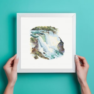 Scenic Waterfall Cross Stitch Pattern, watercolour, chart, instant download, pdf, river, water, nature, landscape
