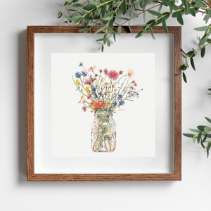 Wildflower Jar Cross Stitch Pattern: Bring the Beauty of Nature Indoors DIY Cross Stitch