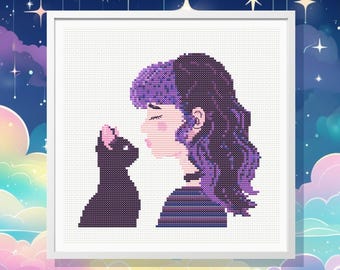 Amethyst Amy - a downloadable cross stitch chart for DIY stitching fun