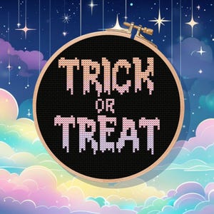 Pastel Halloween Cross Stitch Pattern: Trick or Treat (PDF Pattern)