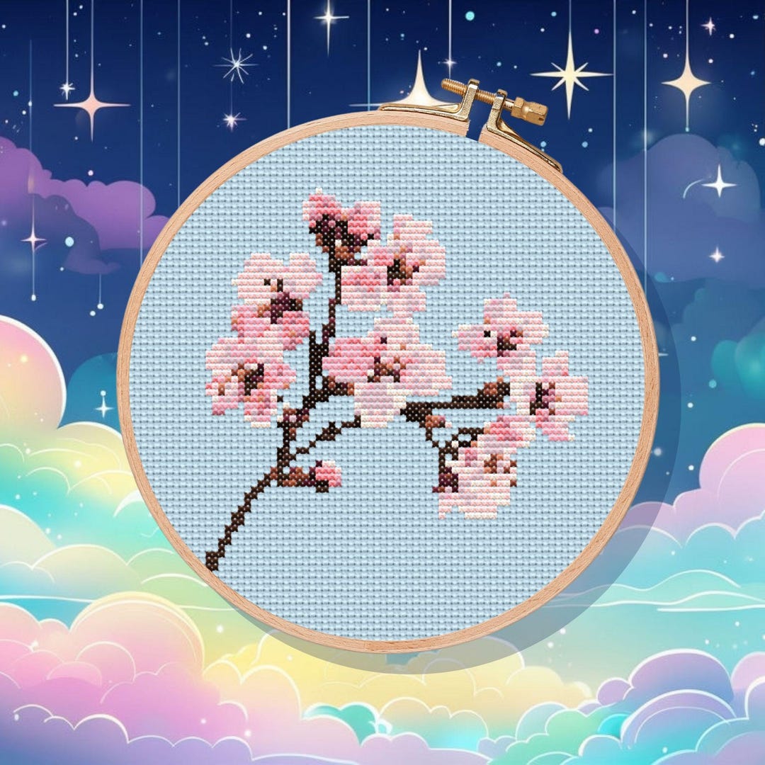 Cherry Blossom Cross Stitch Instant Download PDF Pattern - Etsy