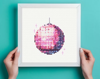 Pink Disco Ball Cross Stitch Pattern:  instant Download, pdf pattern, sparkle, glitter, party