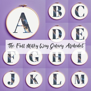 Milky Way Galaxy Alphabet Cross Stitch Pattern, monogram, instant download, pdf pattern letter cross stitch pattern, Personalized gift
