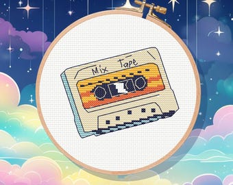 Mix Tape Cross Stitch Pattern, instant Download, pdf pattern