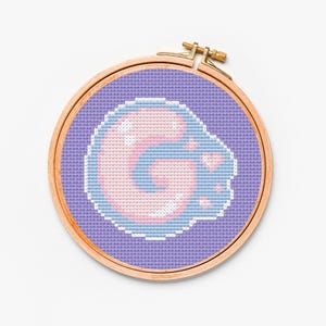 Patrón de punto de cruz con la letra G inicial de Chibi, monograma, principiante, aro pequeño, descarga instantánea, patrón en pdf, patrón de punto de cruz con la letra G