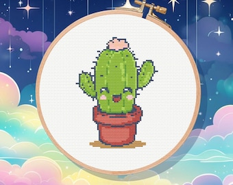 Kawaii Cactus Cross Stitch Pattern, Desert Charm (PDF Pattern)
