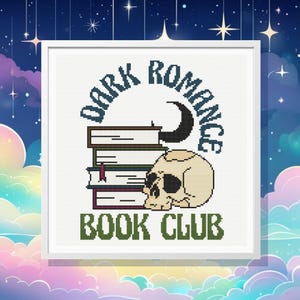 Dark Romance Book Club Cross Stitch Pattern: Gothic Book Stack (PDF Download)