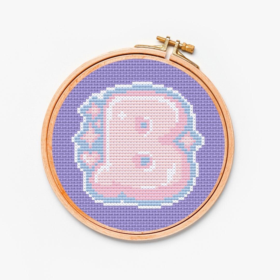 chabiii ⸜❤︎⸝ Chibi Initial B Cross Stitch Pattern: Kawaii Monogram (PDF