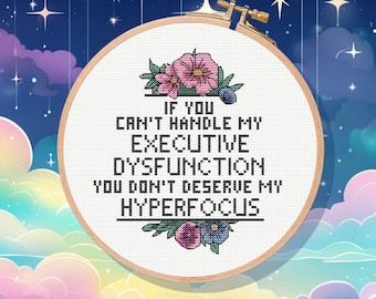 ADHD Cross Stitch Pattern: Executive Dysfunction vs Hyperfocus (PDF Pattern)