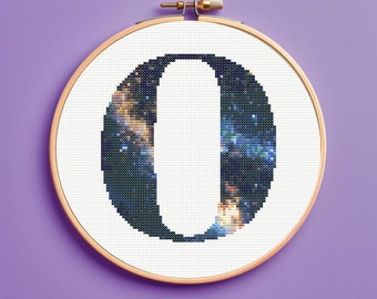 Milky Way Galaxy Initial O Cross Stitch Pattern, monogram, instant download, pdf pattern letter cross stitch pattern, Personalized gift