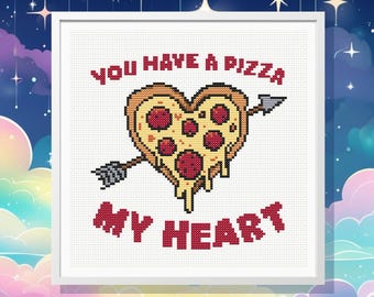 Pizza My Heart Valentine's Day Cross Stitch Pattern