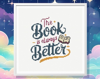 Book Lover-kruissteekpatroon, borduren voor beginners (pdf-patroon)