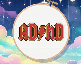 ADHD Rocks cross stitch pattern pdf instant download, neurodiversity, empowerment,