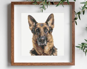 German Shepherd Portrait Cross Stitch Pattern Downloadable PDF