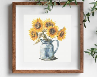 Sunflower Bouquet Cross Stitch Pattern: Rustic Elegance in Bloom