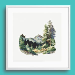 Wald Kreuzstichmuster, Berg Kreuzstichmuster, Natur Kreuzstichmuster