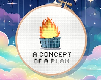 Dumpster Fire Cross Stitch Pattern: Snarky Political Debate (PDF Pattern)