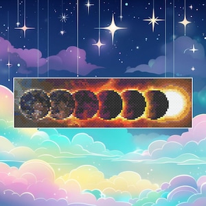 Sonnenfinsternis Phasen Kreuzstich Lesezeichen Muster: DIY Celestial Stitching