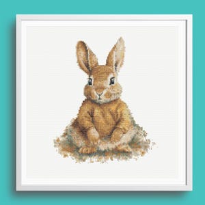 Watercolour Bunny Cross Stitch Pattern Downloadable PDF, instant download, nursery decor, sweet, rabbit, cute