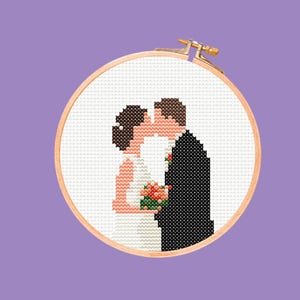 Wedding Couple Cross Stitch Pattern, Easy, beginner instant download, pdf, chart