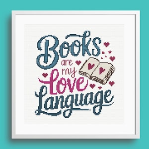 Books are my Love Language Cross Stitch Pattern, instant Download, pdf pattern Book Lover Gift